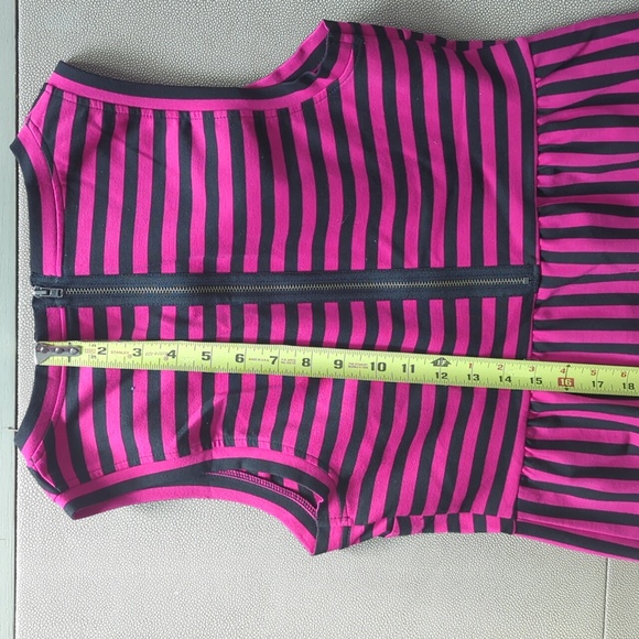 INC Hot Pink and Black Striped Sleeveless Dress Medium - Picture 4 of 16
